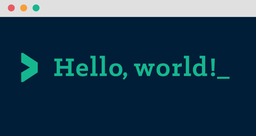 Hello world shown in a terminal